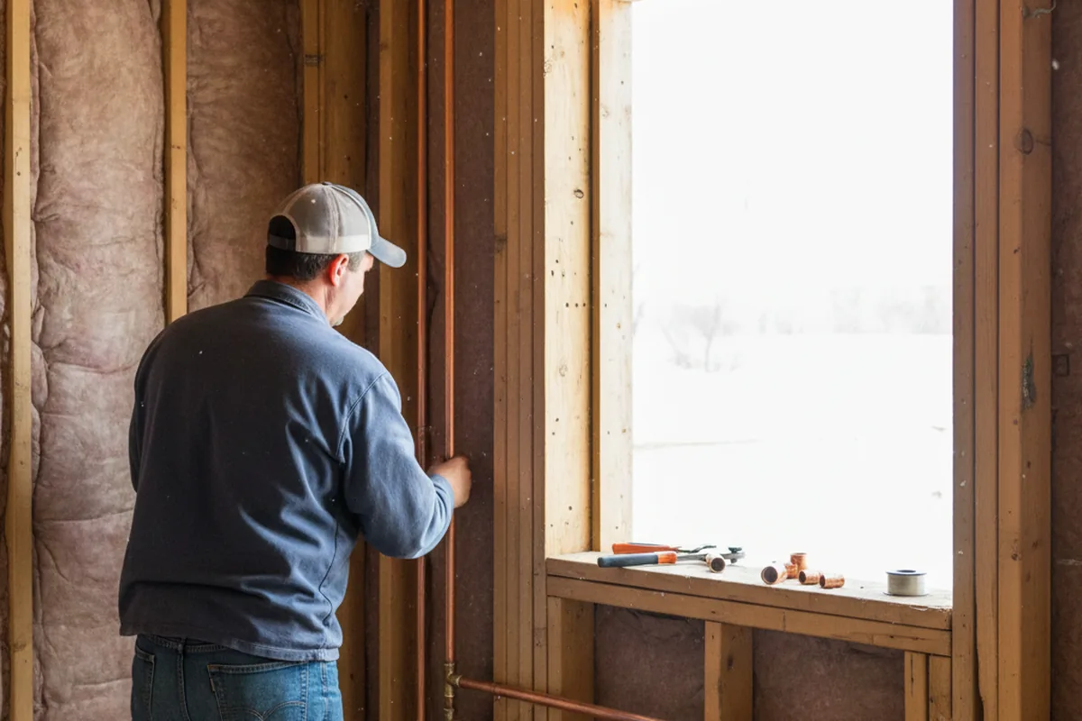 Licensed plumber running new copper supply lines in a Snow Camp home